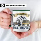 Landwirt Tasse Lieblingssport Maistransport, Spruch für Baue – Grün [farbe:grün]