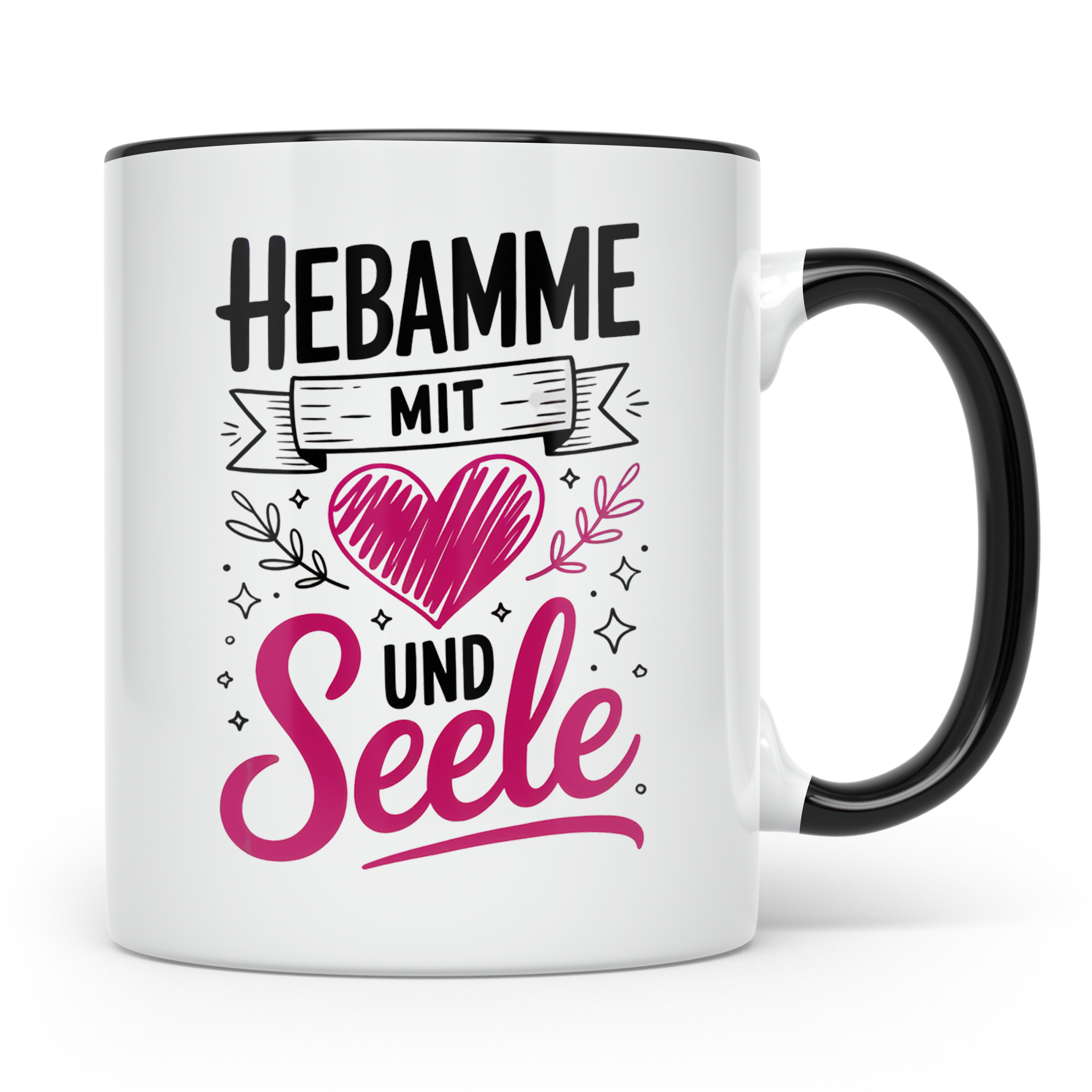 Hebamme mit Herz und Seele Tasse - Hebammen Geschenkidee für – Schwarz [farbe:schwarz]