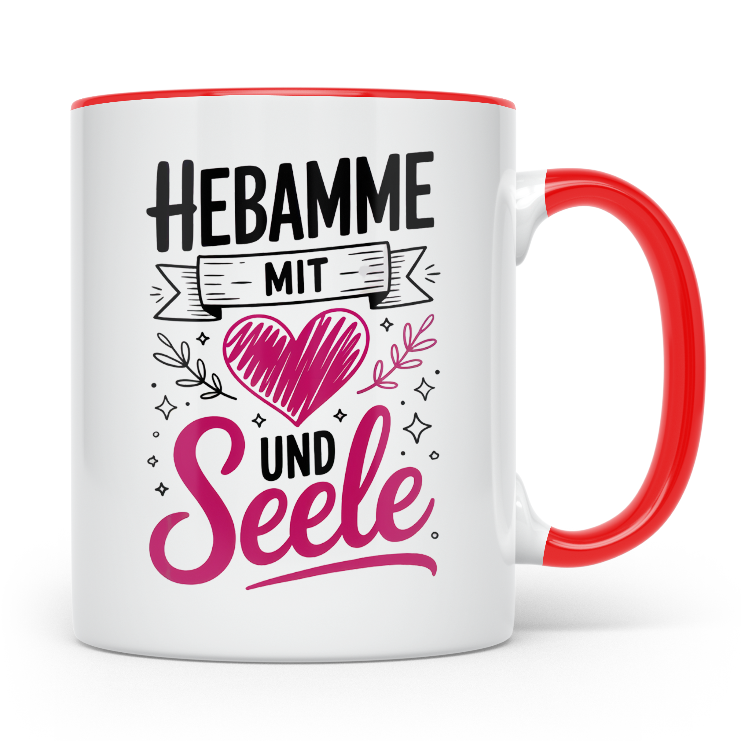 Hebamme mit Herz und Seele Tasse - Hebammen Geschenkidee für – Rot [farbe:rot]