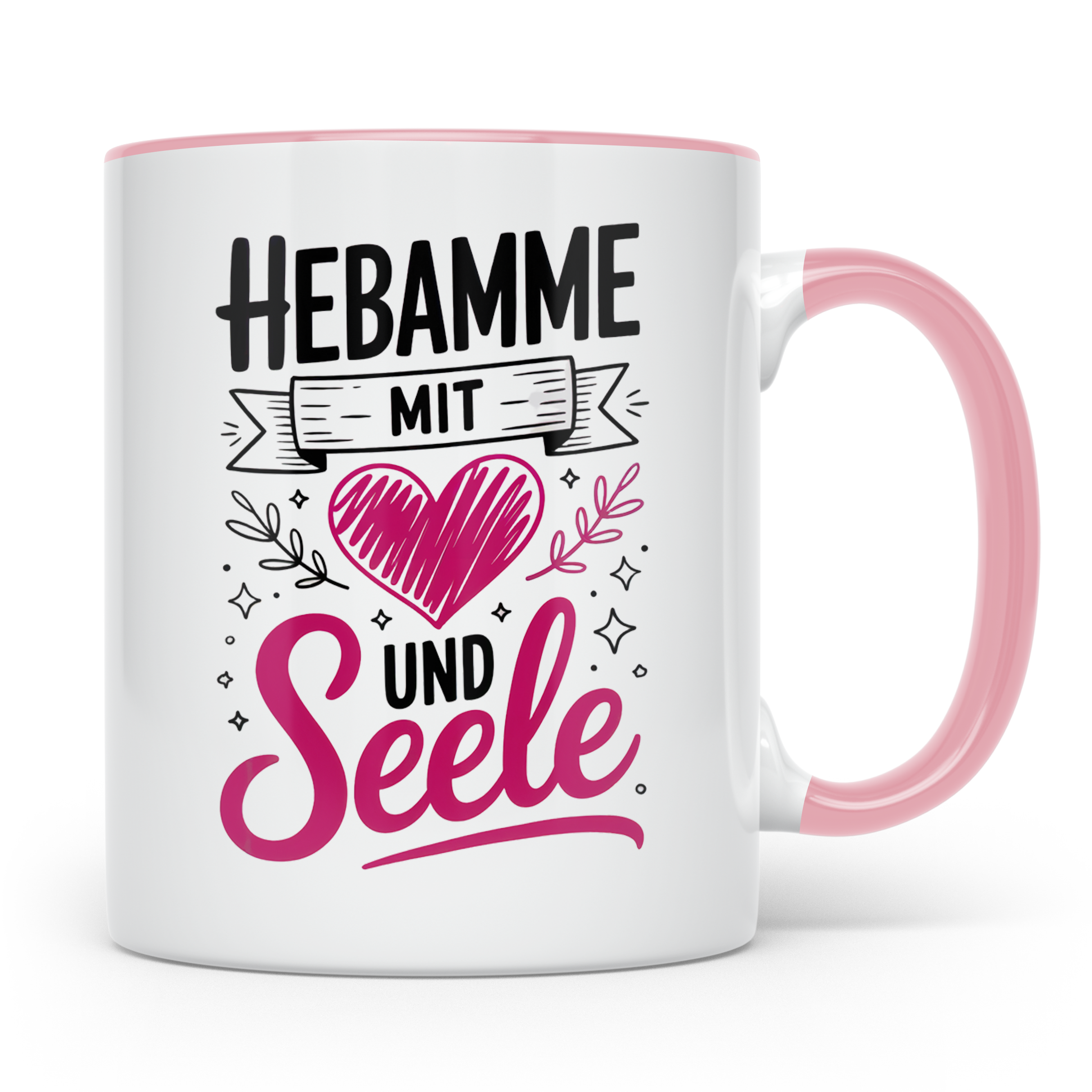 Hebamme mit Herz und Seele Tasse - Hebammen Geschenkidee für – Rosa [farbe:rosa]