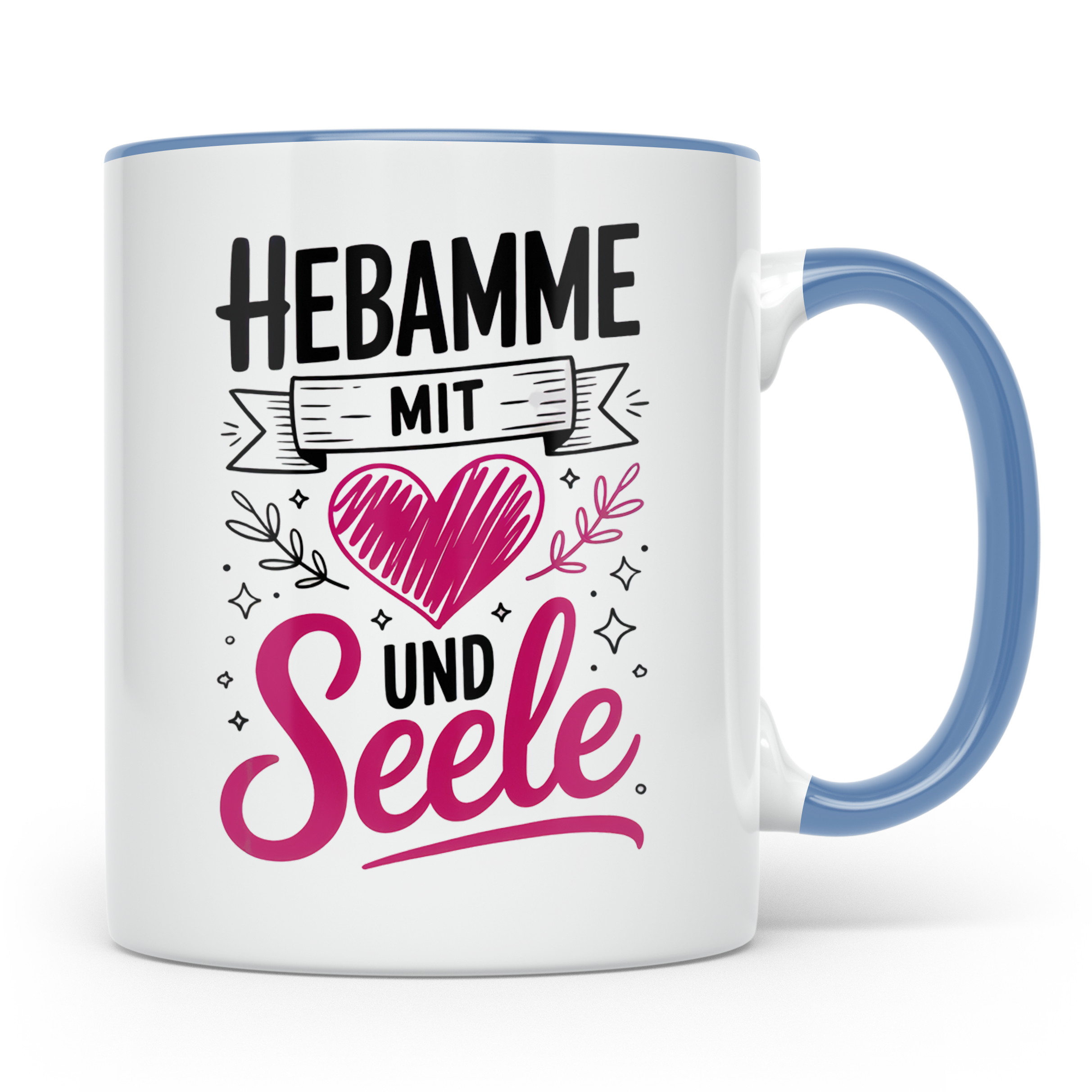 Hebamme mit Herz und Seele Tasse - Hebammen Geschenkidee für – Blau [farbe:blau]