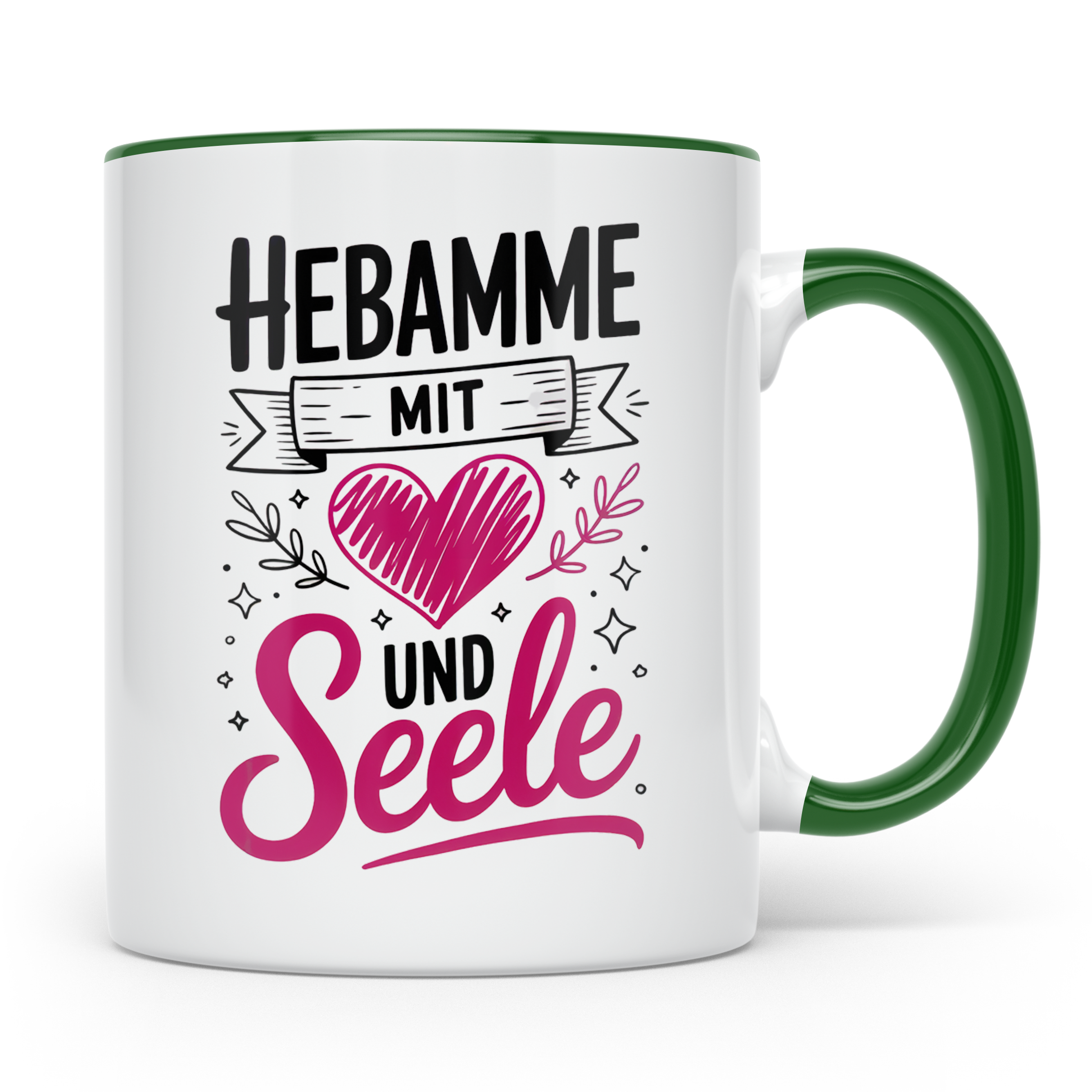 Hebamme mit Herz und Seele Tasse - Hebammen Geschenkidee für – Grün [farbe:grün]
