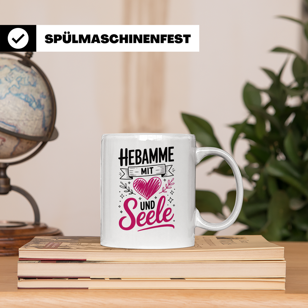 Hebamme mit Herz und Seele Tasse - Hebammen Geschenkidee für – Weiß [farbe:weiß]