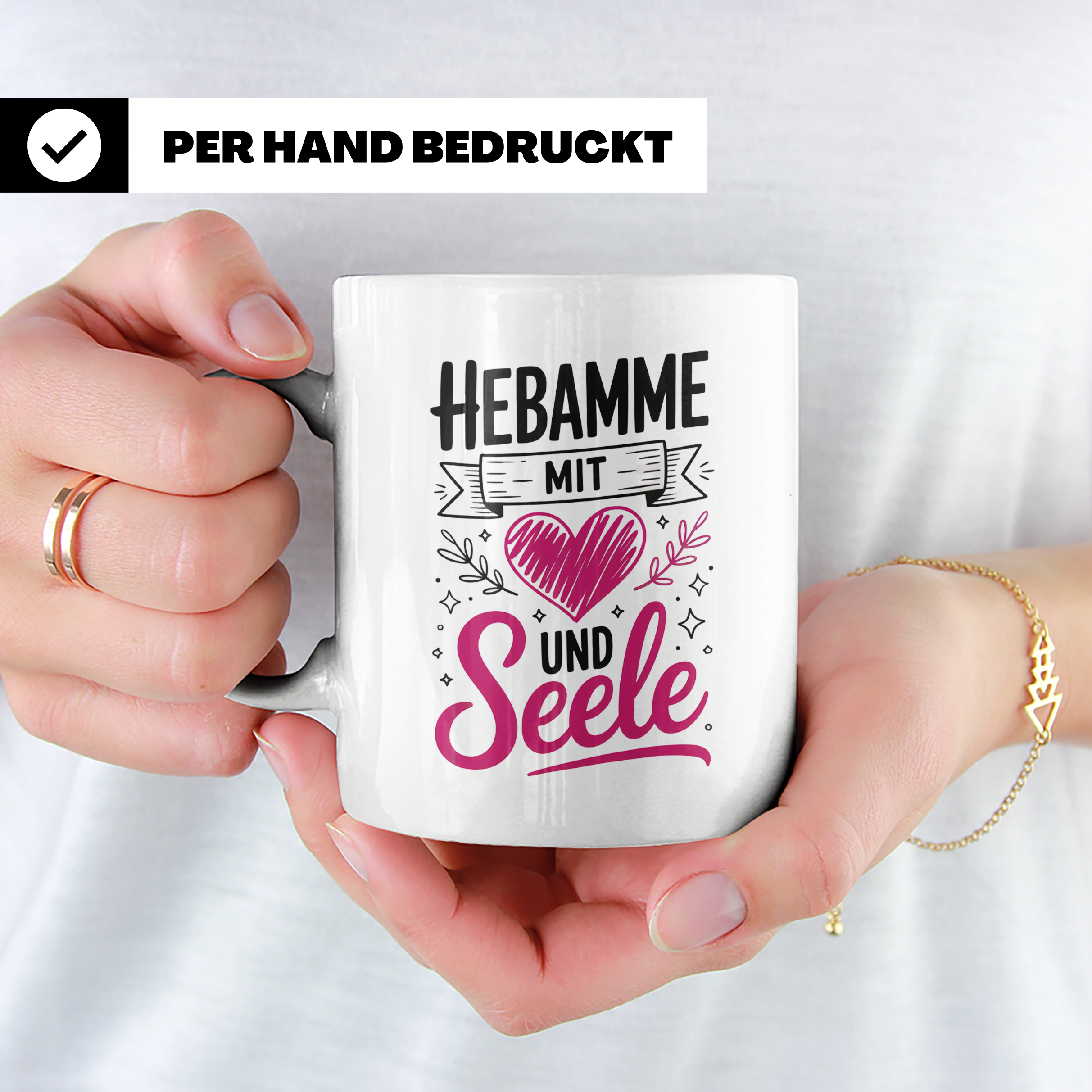 Hebamme mit Herz und Seele Tasse - Hebammen Geschenkidee für – Weiß [farbe:weiß]