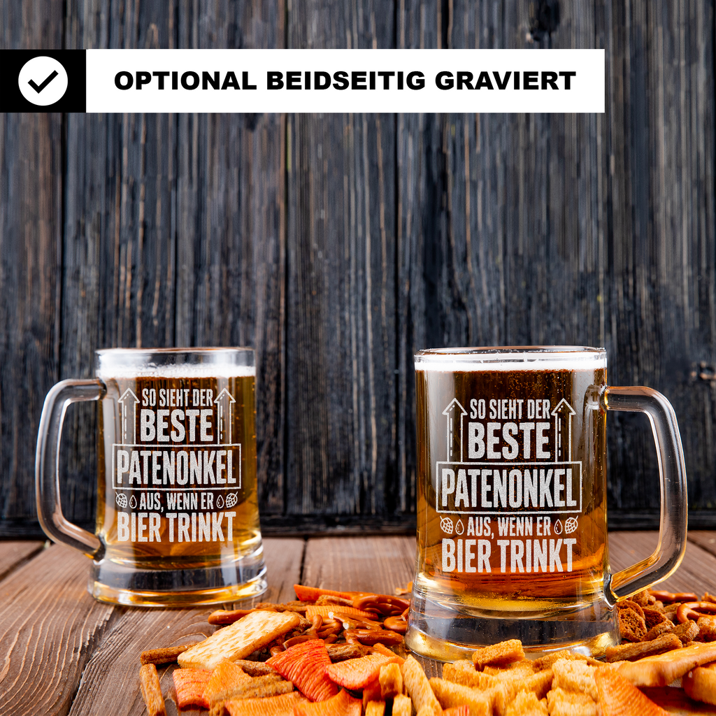 Cooler Patenonkel Bierkrug Lustiges Geschenk für Patenonkel, Geburtstag, Weihnachten, Spaßgeschenk für Männer & Familie