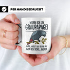 Graupapagei Tasse mit Spruch Wenn ich ein Graupapagei wäre.. – Weiß [farbe:weiß]