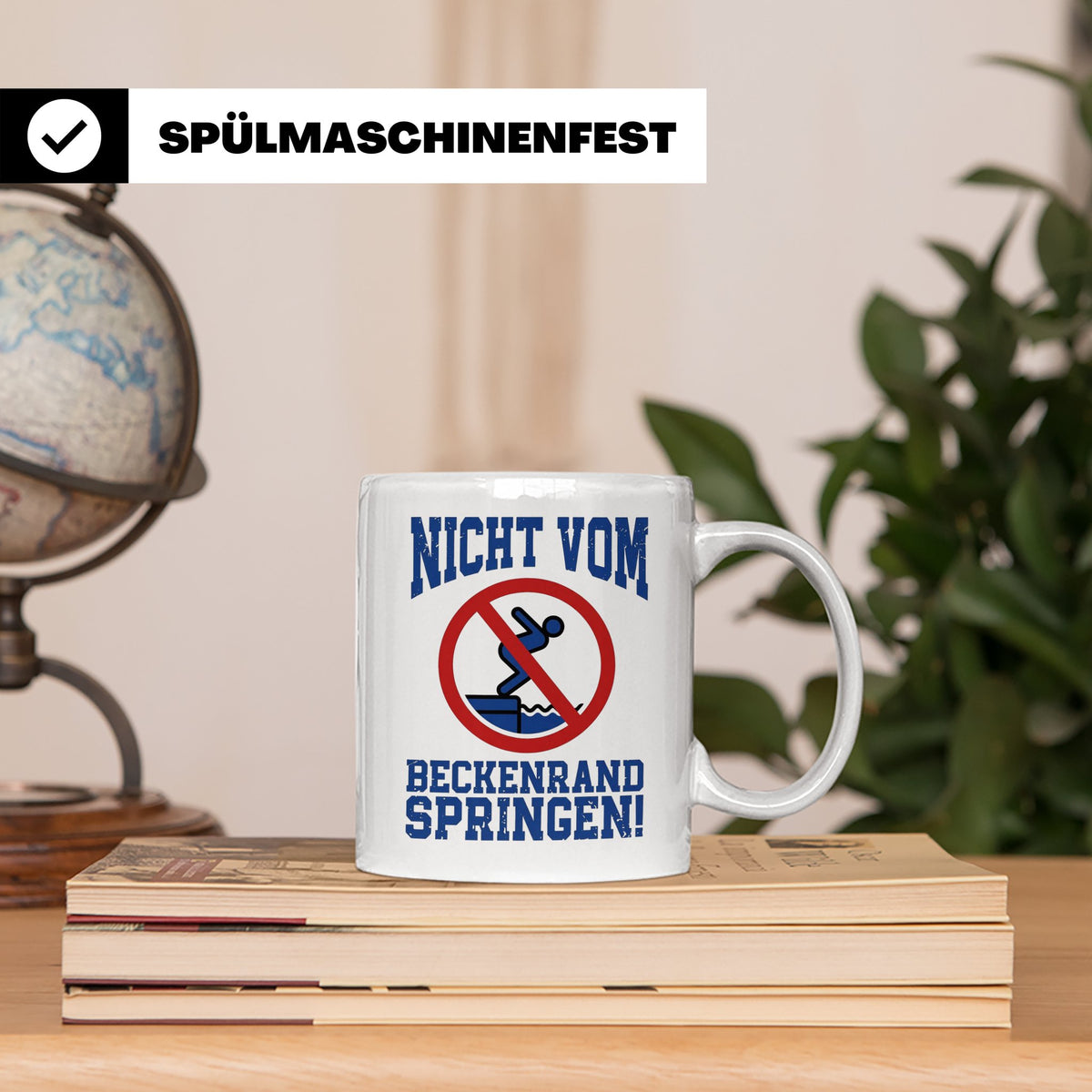 Bademeister Tasse Nicht vom Beckenrand springen lustiger Spr – Weiß [farbe:weiß]