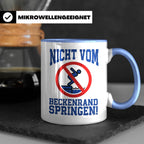 Bademeister Tasse Nicht vom Beckenrand springen lustiger Spr – Blau [farbe:blau]