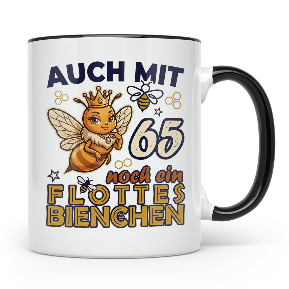 65. Geburtstag Tasse Frau Lustig Flottes Bienchen Spruch Bie – Schwarz [farbe:schwarz]
