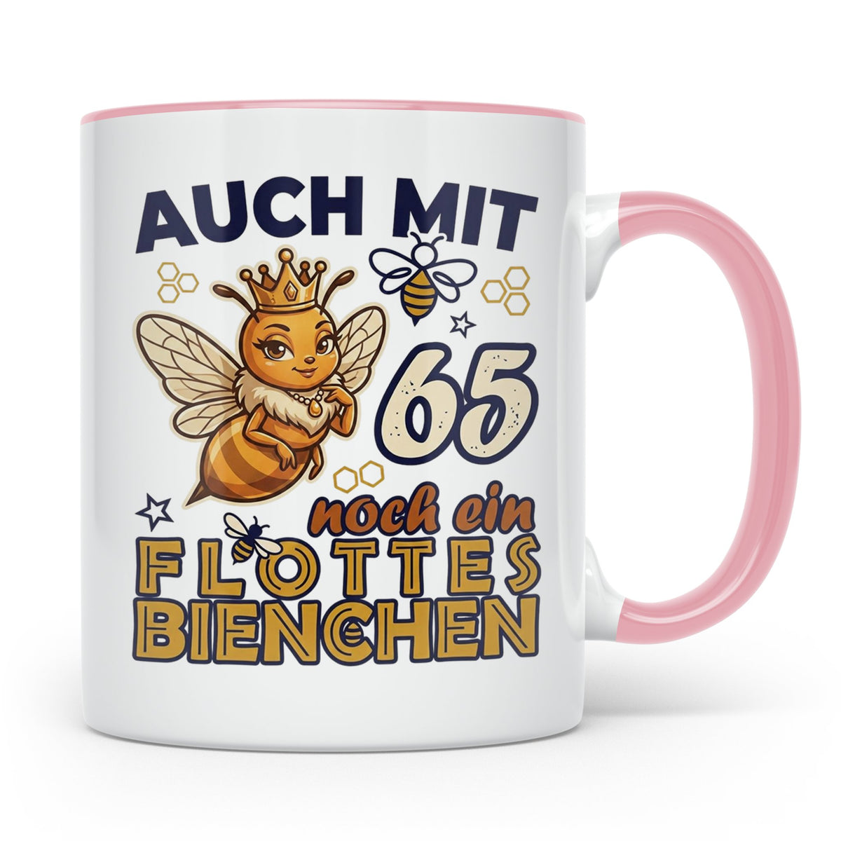 65. Geburtstag Tasse Frau Lustig Flottes Bienchen Spruch Bie – Rosa [farbe:rosa]