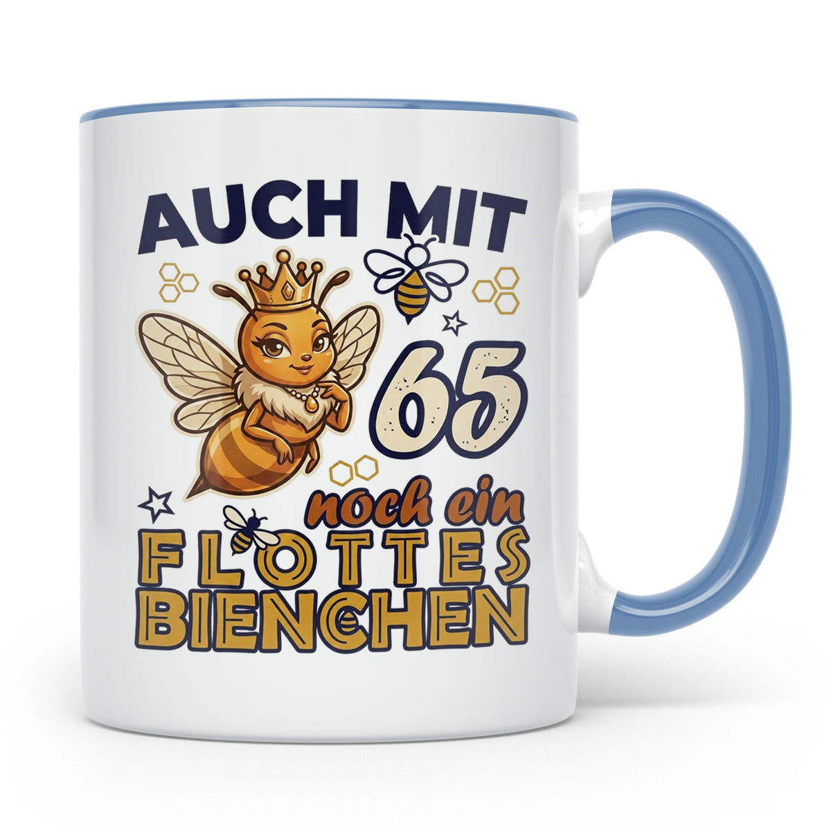65. Geburtstag Tasse Frau Lustig Flottes Bienchen Spruch Bie – Blau [farbe:blau]