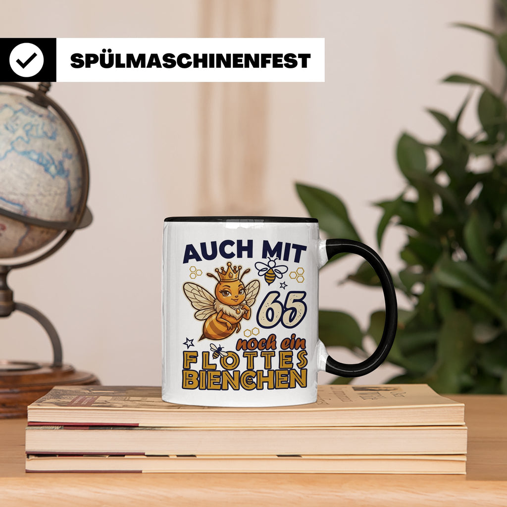 65. Geburtstag Tasse Frau Lustig Flottes Bienchen Spruch Bie – Schwarz [farbe:schwarz]