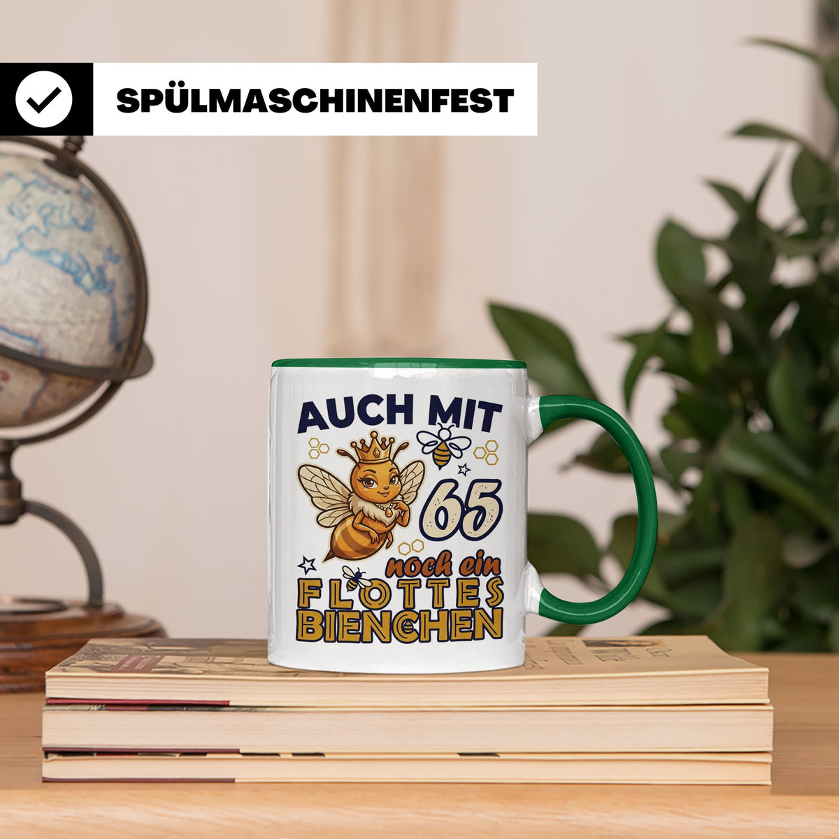 65. Geburtstag Tasse Frau Lustig Flottes Bienchen Spruch Bie – Grün [farbe:grün]