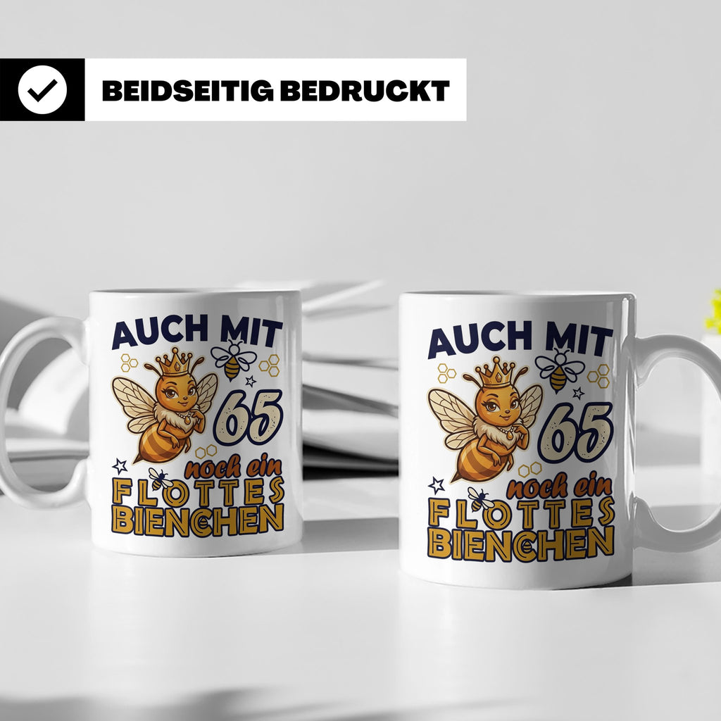 65. Geburtstag Tasse Frau Lustig Flottes Bienchen Spruch Bie – Weiß [farbe:weiß]