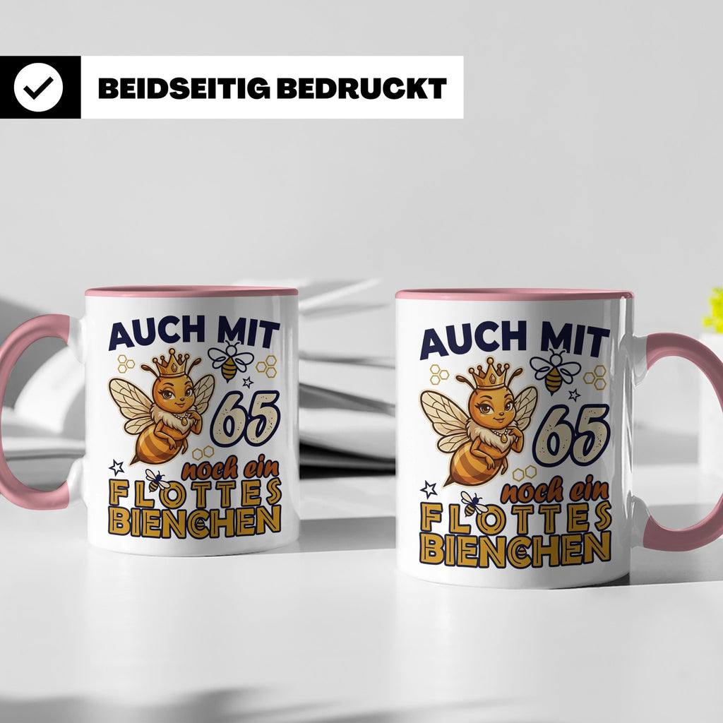 65. Geburtstag Tasse Frau Lustig Flottes Bienchen Spruch Bie – Rosa [farbe:rosa]