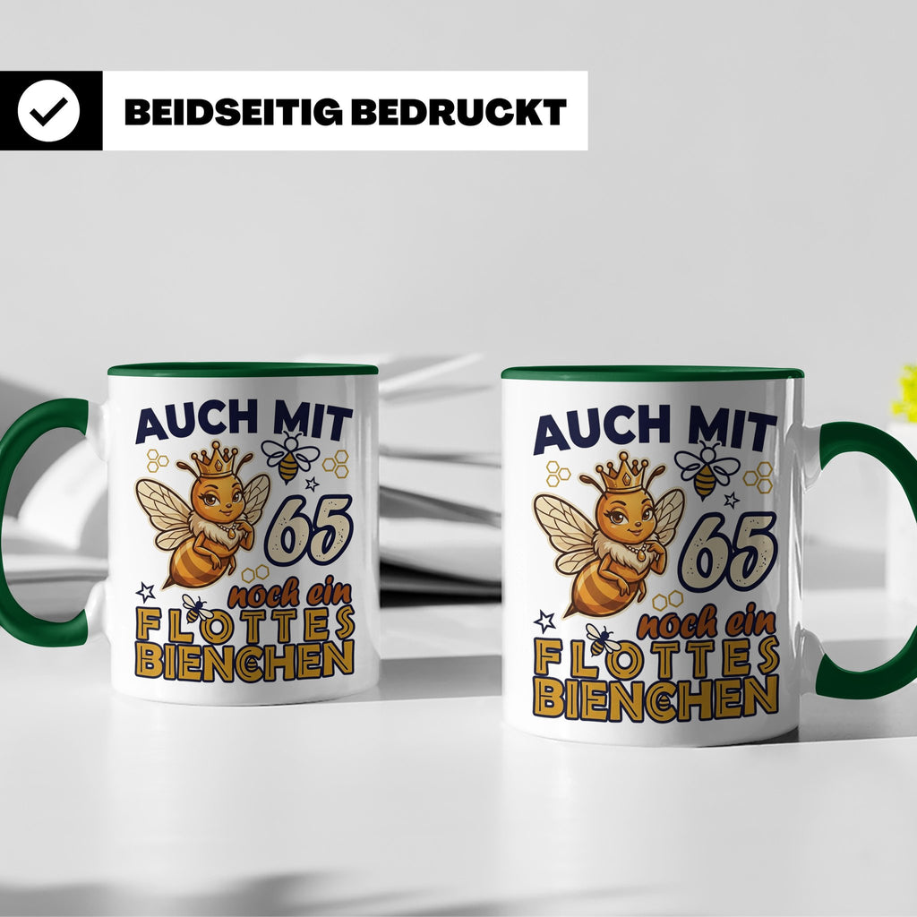 65. Geburtstag Tasse Frau Lustig Flottes Bienchen Spruch Bie – Grün [farbe:grün]