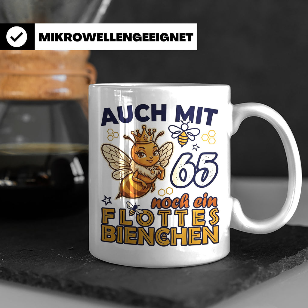 65. Geburtstag Tasse Frau Lustig Flottes Bienchen Spruch Bie – Weiß [farbe:weiß]