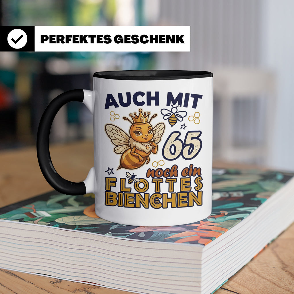 65. Geburtstag Tasse Frau Lustig Flottes Bienchen Spruch Bie – Schwarz [farbe:schwarz]