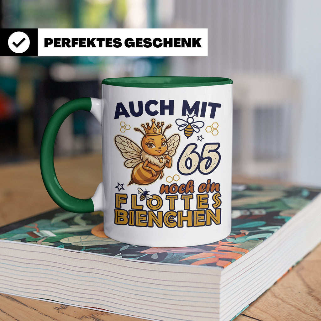 65. Geburtstag Tasse Frau Lustig Flottes Bienchen Spruch Bie – Grün [farbe:grün]