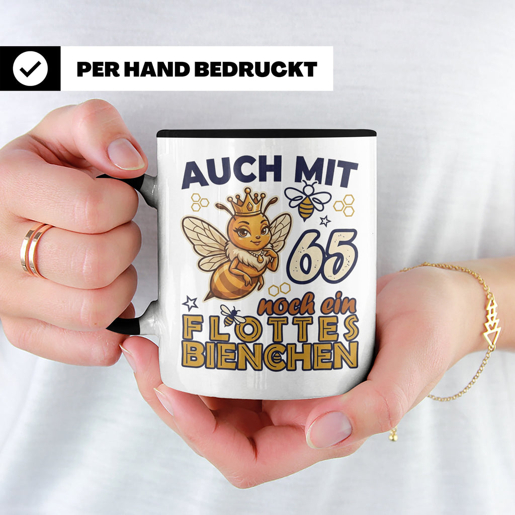 65. Geburtstag Tasse Frau Lustig Flottes Bienchen Spruch Bie – Schwarz [farbe:schwarz]