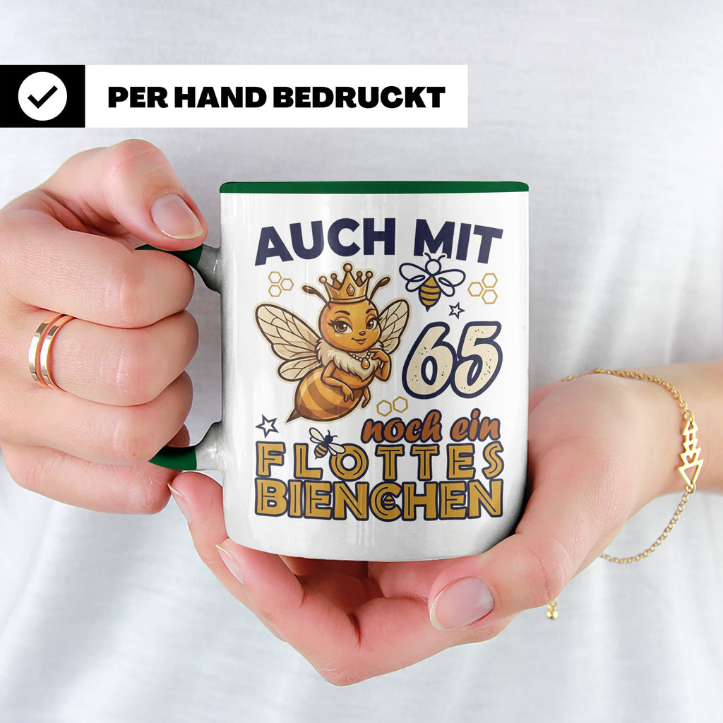 65. Geburtstag Tasse Frau Lustig Flottes Bienchen Spruch Bie – Grün [farbe:grün]