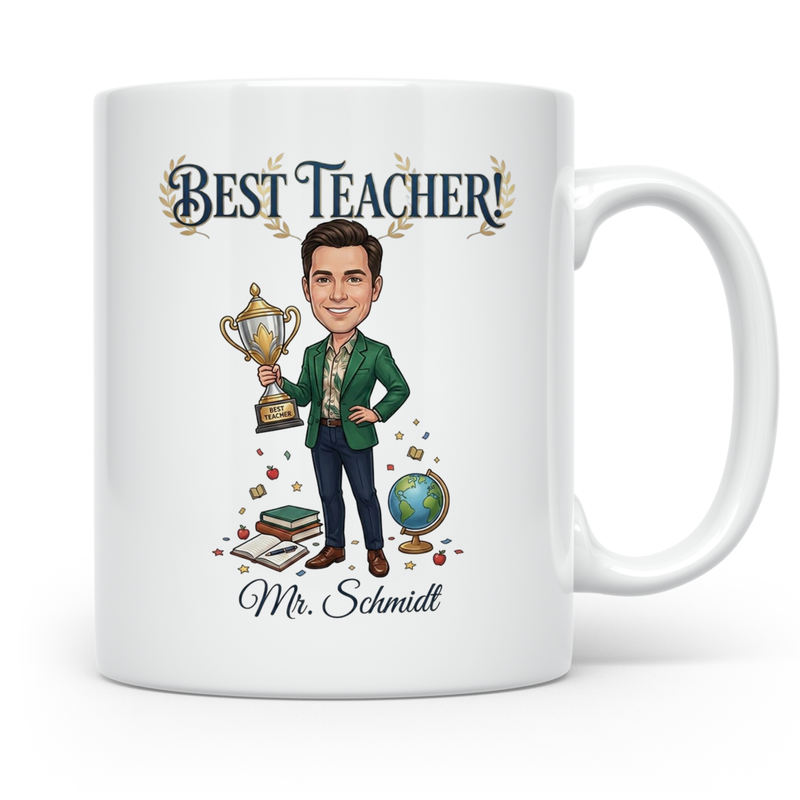 Personalisierte Lehrer Tasse mit Foto & Namen – Best Teacher