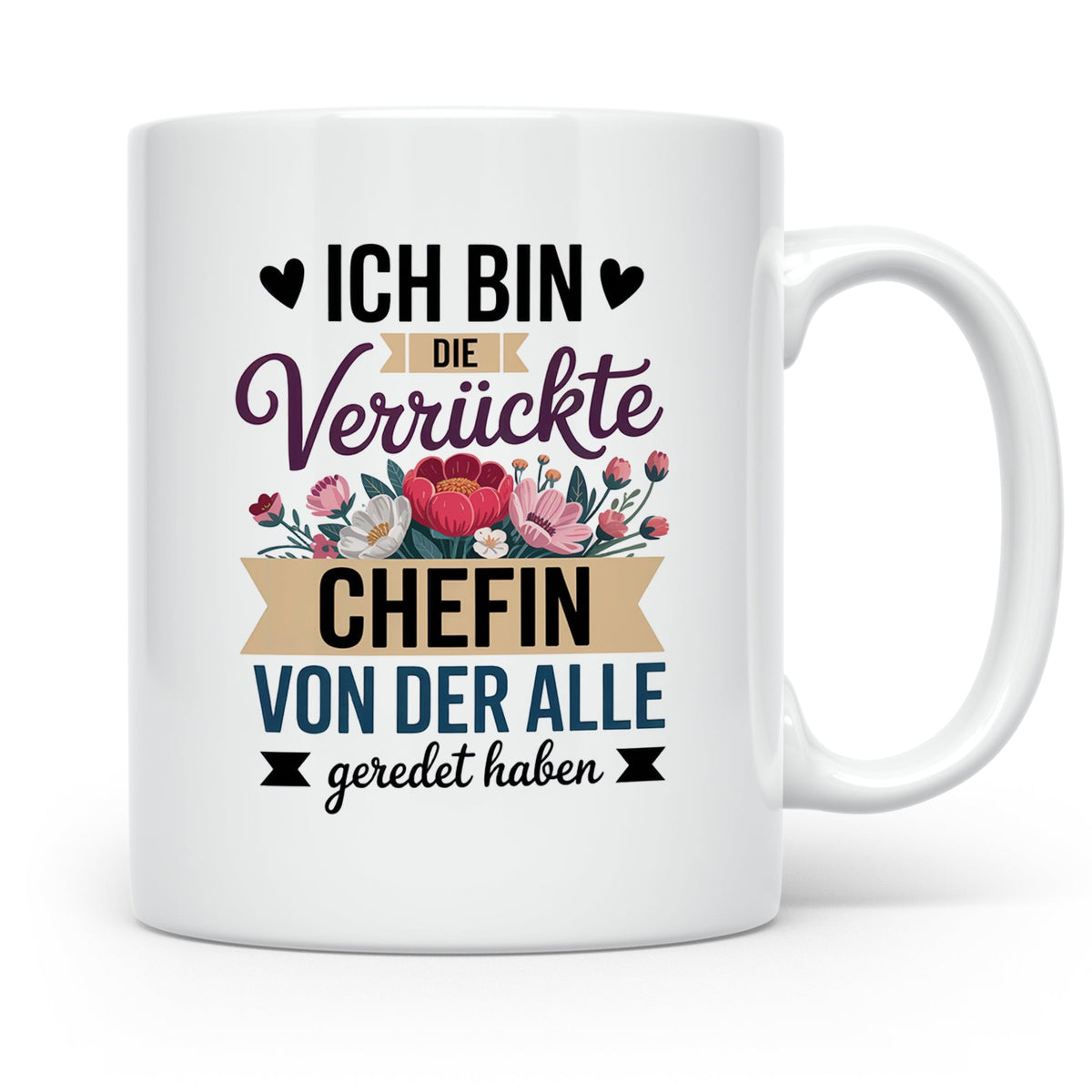 Verrückte Chefin Tasse mit Blumen - Büro Geschenkidee für Boss Lady, Kaffeetasse für Frauen, Sublimation