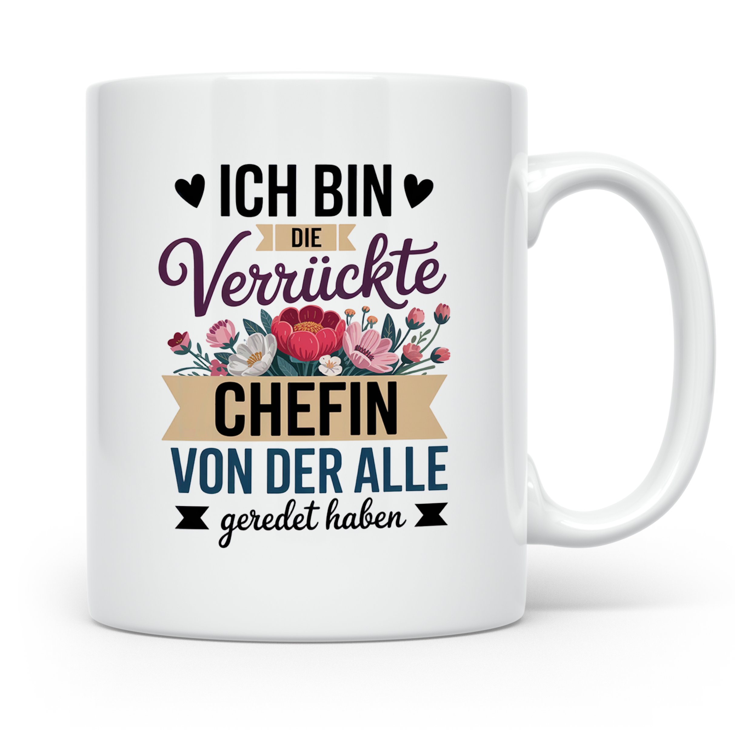 Verrückte Chefin Tasse mit Blumen - Büro Geschenkidee für Boss Lady, Kaffeetasse für Frauen, Sublimation
