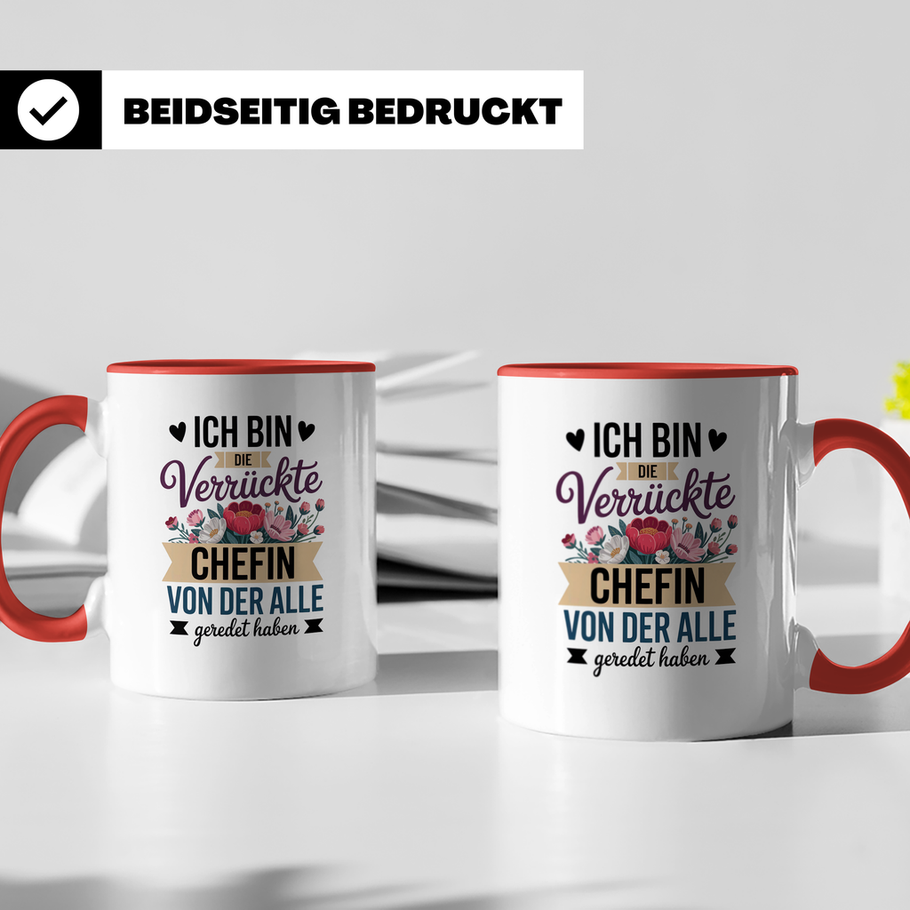Verrückte Chefin Tasse mit Blumen - Büro Geschenkidee für Boss Lady, Kaffeetasse für Frauen, Sublimation