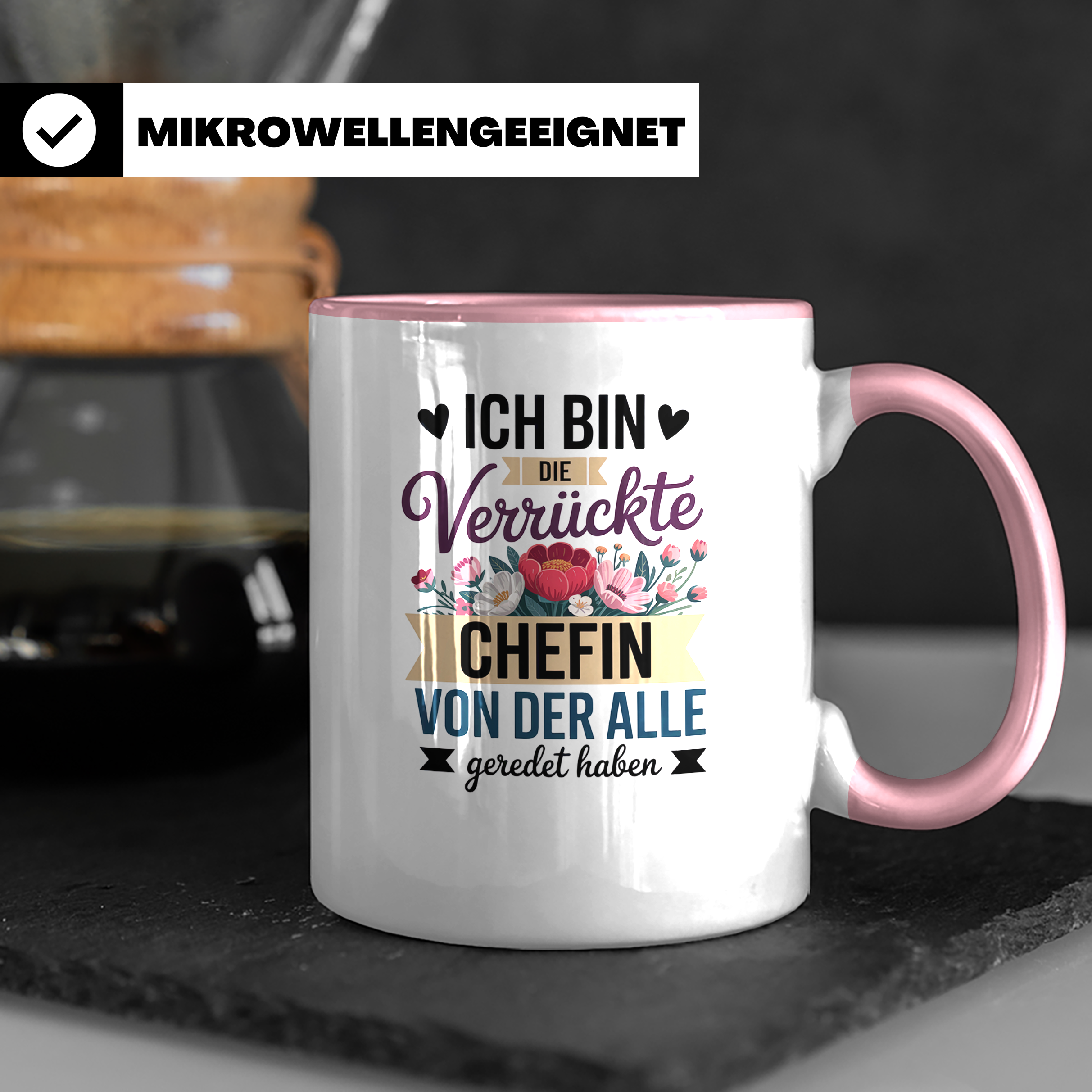 Verrückte Chefin Tasse mit Blumen - Büro Geschenkidee für Boss Lady, Kaffeetasse für Frauen, Sublimation