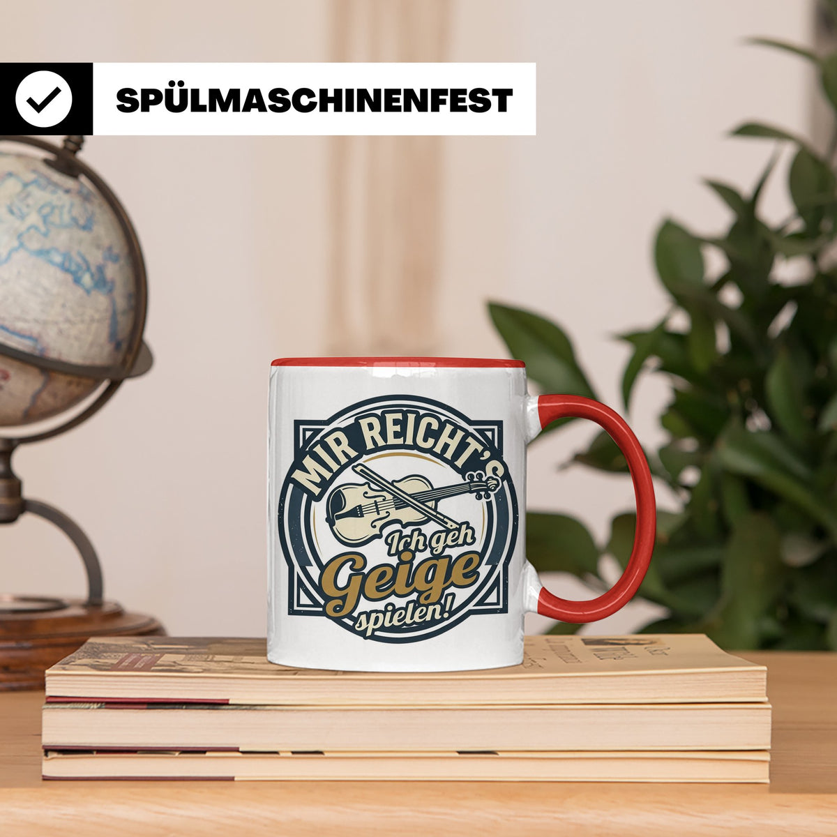 Geige Tasse mit Spruch Mir reicht's ich geh spielen, lustige – Rot [farbe:rot]