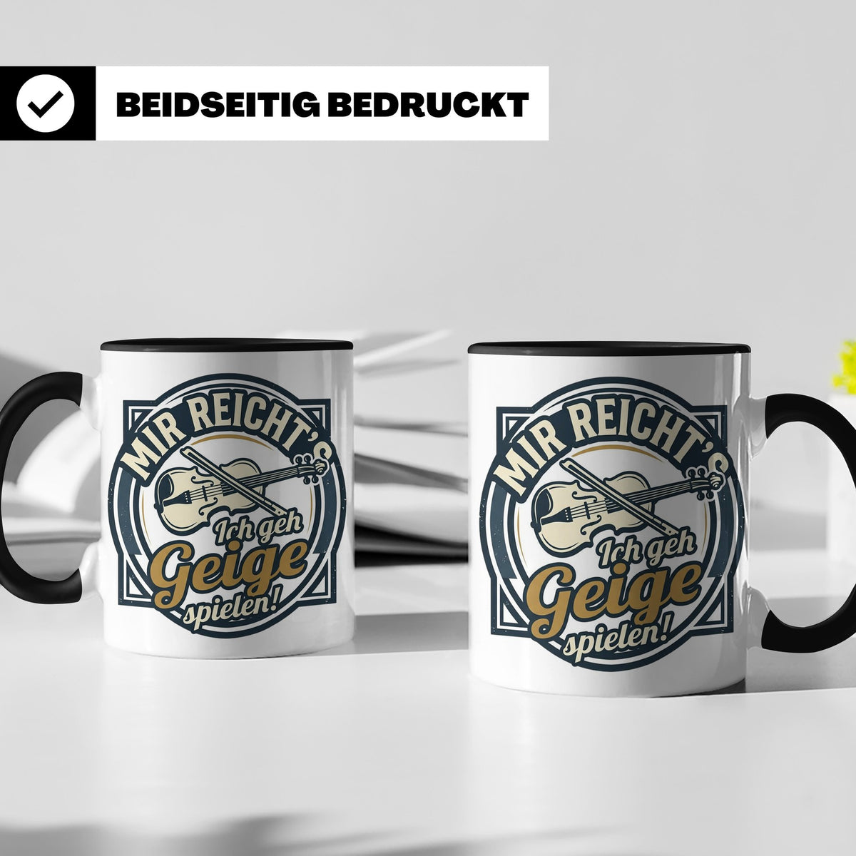 Geige Tasse mit Spruch Mir reicht's ich geh spielen, lustige – Schwarz [farbe:schwarz]