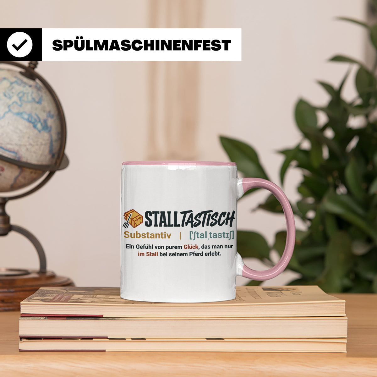 Pferde Tasse Stalltastisch Spruch, Geschenk für Reiterin, Ka – Rosa [farbe:rosa]