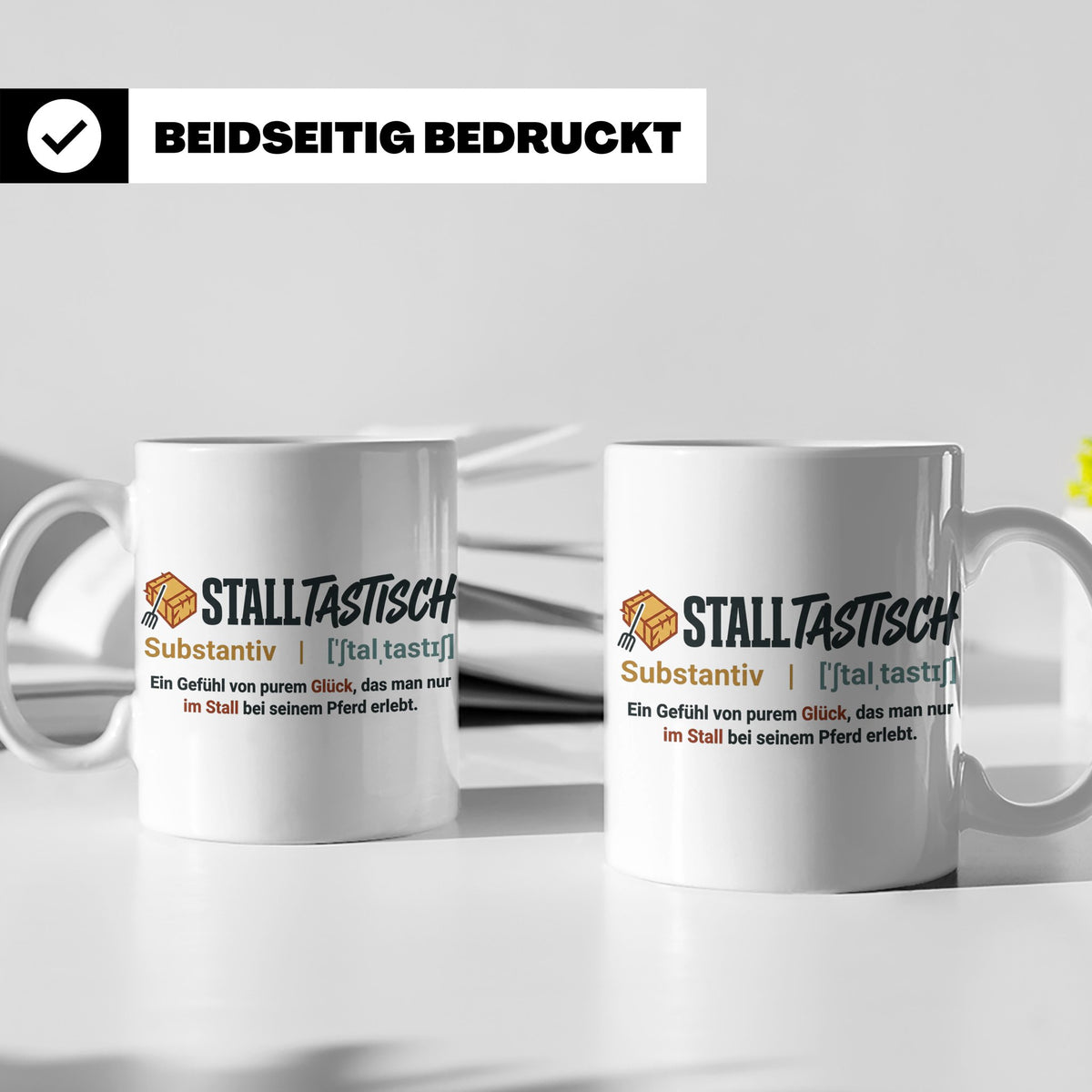 Pferde Tasse Stalltastisch Spruch, Geschenk für Reiterin, Ka – Weiß [farbe:weiß]