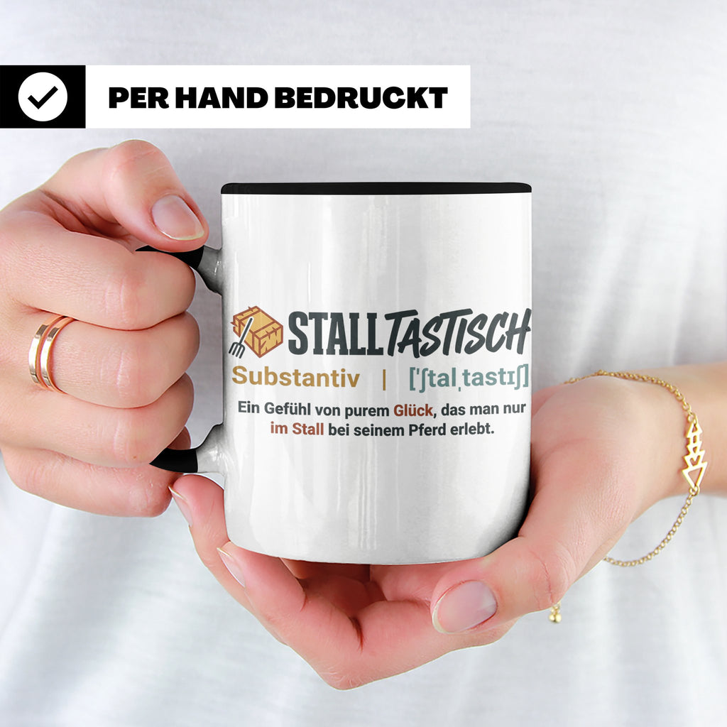 Pferde Tasse Stalltastisch Spruch, Geschenk für Reiterin, Ka – Schwarz [farbe:schwarz]