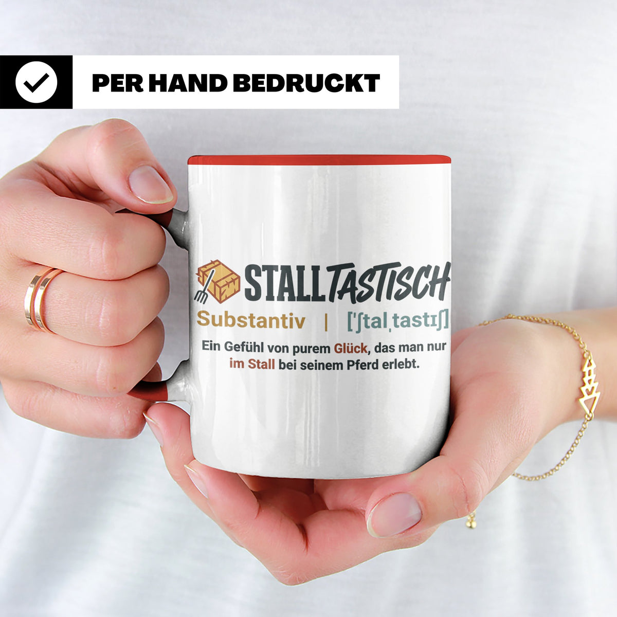 Pferde Tasse Stalltastisch Spruch, Geschenk für Reiterin, Ka – Rot [farbe:rot]