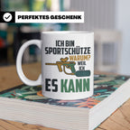 Paintball Tasse mit Spruch 'Ich bin Sportschütze weil ich es – Weiß [farbe:weiß]