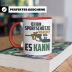 Paintball Tasse mit Spruch 'Ich bin Sportschütze weil ich es – Rot [farbe:rot]