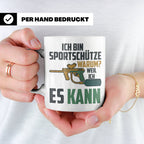 Paintball Tasse mit Spruch 'Ich bin Sportschütze weil ich es – Weiß [farbe:weiß]