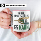 Paintball Tasse mit Spruch 'Ich bin Sportschütze weil ich es – Rosa [farbe:rosa]
