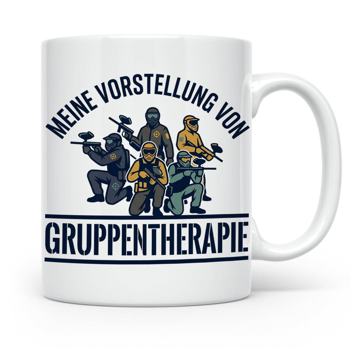 Paintball Tasse Gruppentherapie, lustiger Gotcha Spruch, Ges – Weiß [farbe:weiß]