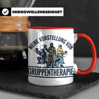 Paintball Tasse Gruppentherapie, lustiger Gotcha Spruch, Ges – Rot [farbe:rot]
