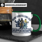 Paintball Tasse Gruppentherapie, lustiger Gotcha Spruch, Ges – Grün [farbe:grün]
