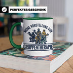 Paintball Tasse Gruppentherapie, lustiger Gotcha Spruch, Ges – Grün [farbe:grün]