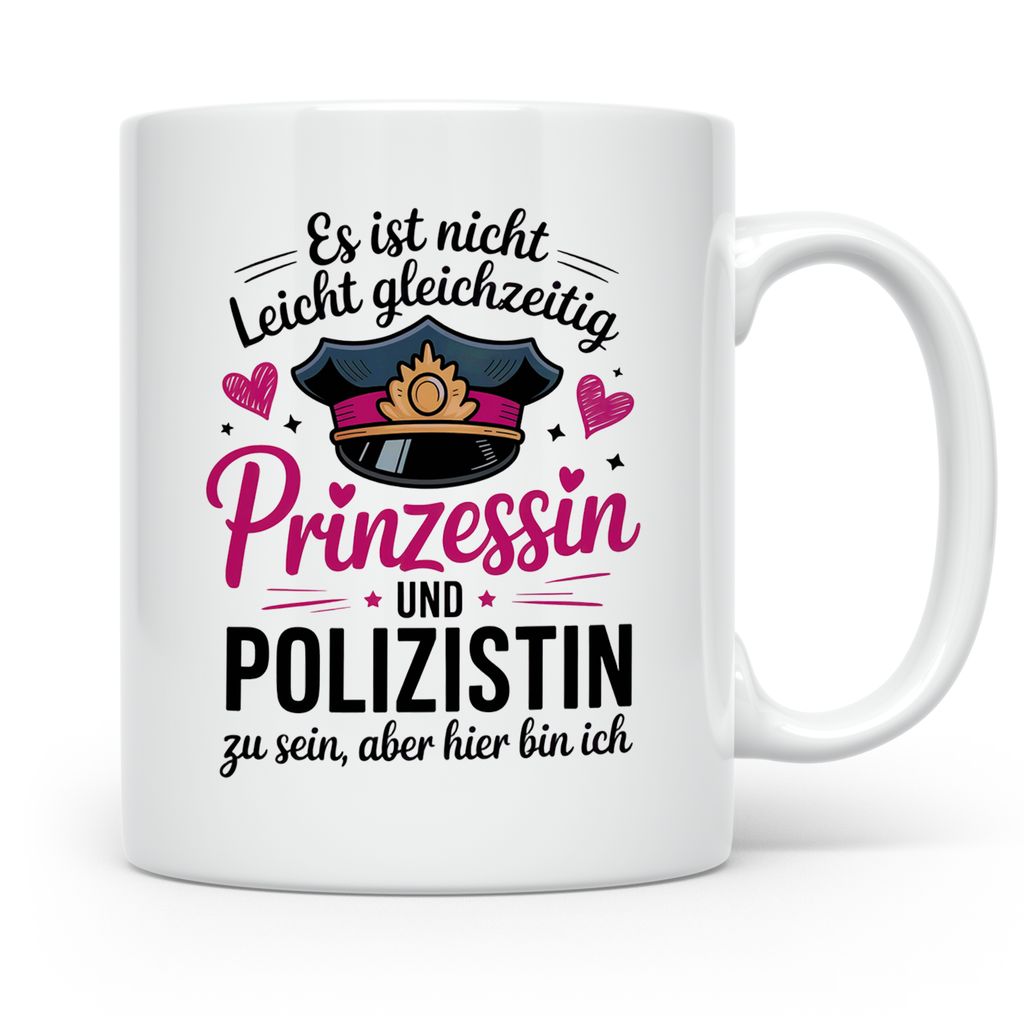 Polizistin Tasse Prinzessin Geschenk - Polizei Frauen Spruch – Weiß [farbe:weiß]