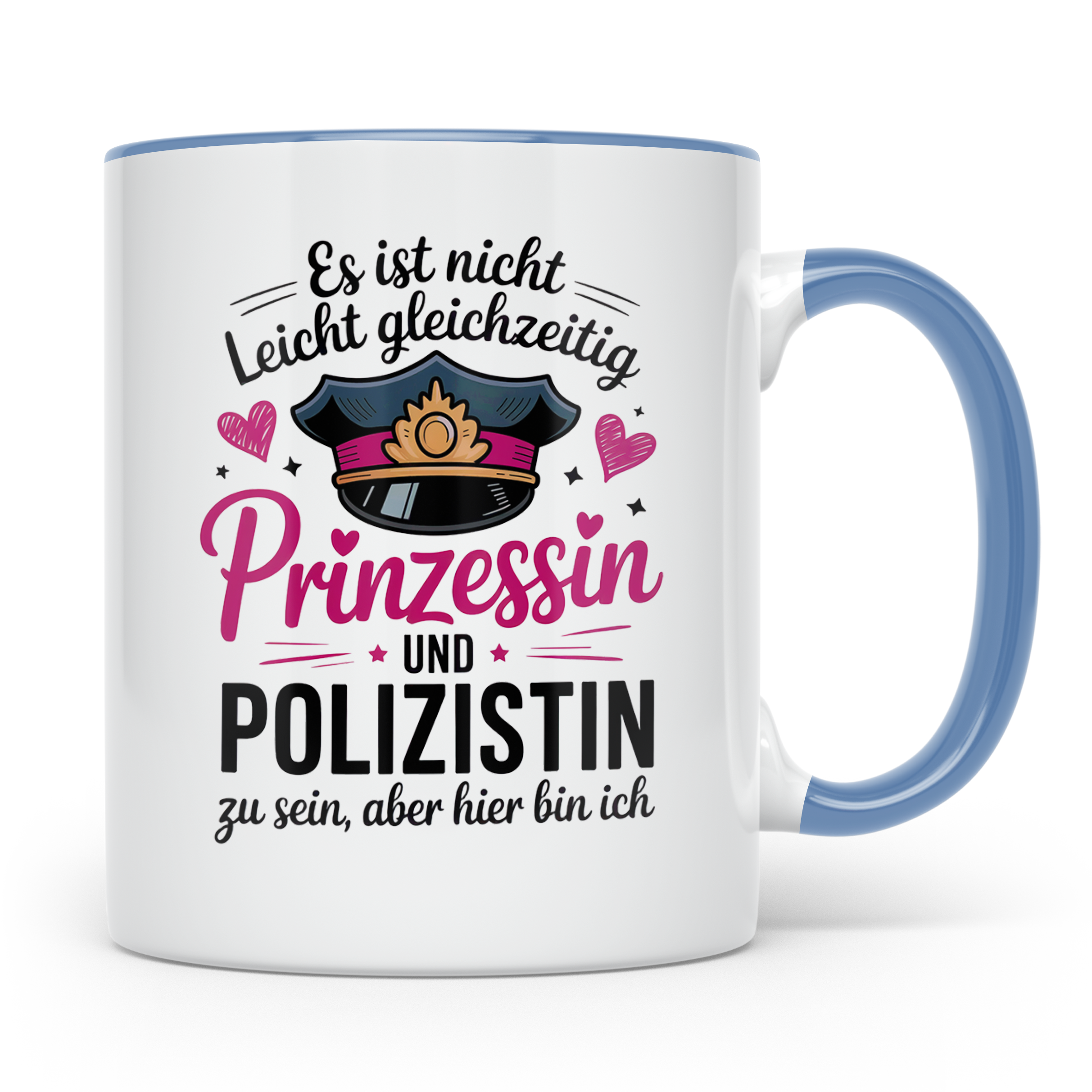 Polizistin Tasse Prinzessin Geschenk - Polizei Frauen Spruch – Blau [farbe:blau]