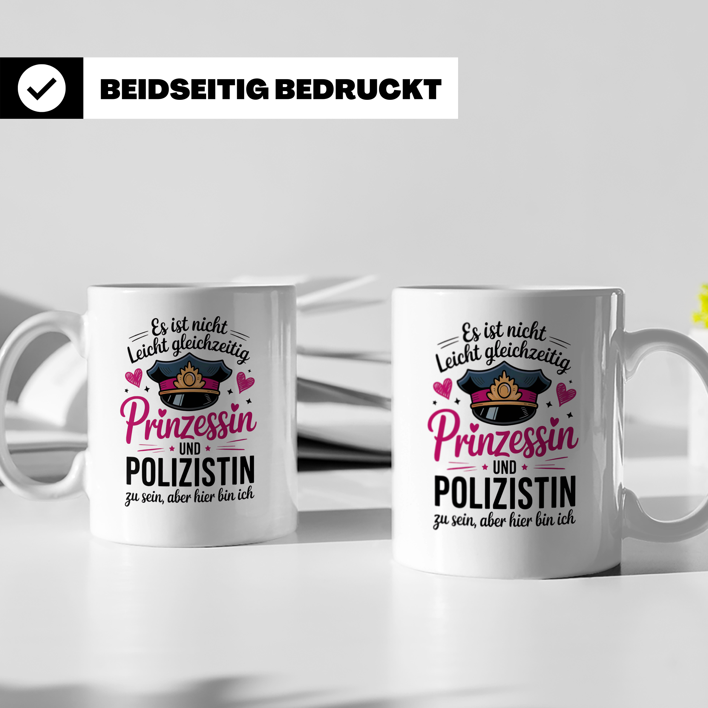 Polizistin Tasse Prinzessin Geschenk - Polizei Frauen Spruch – Weiß [farbe:weiß]