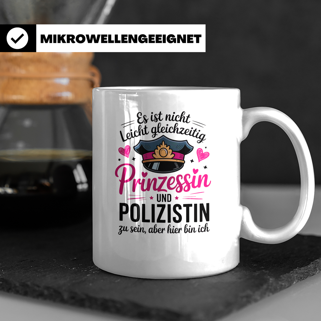 Polizistin Tasse Prinzessin Geschenk - Polizei Frauen Spruch – Weiß [farbe:weiß]