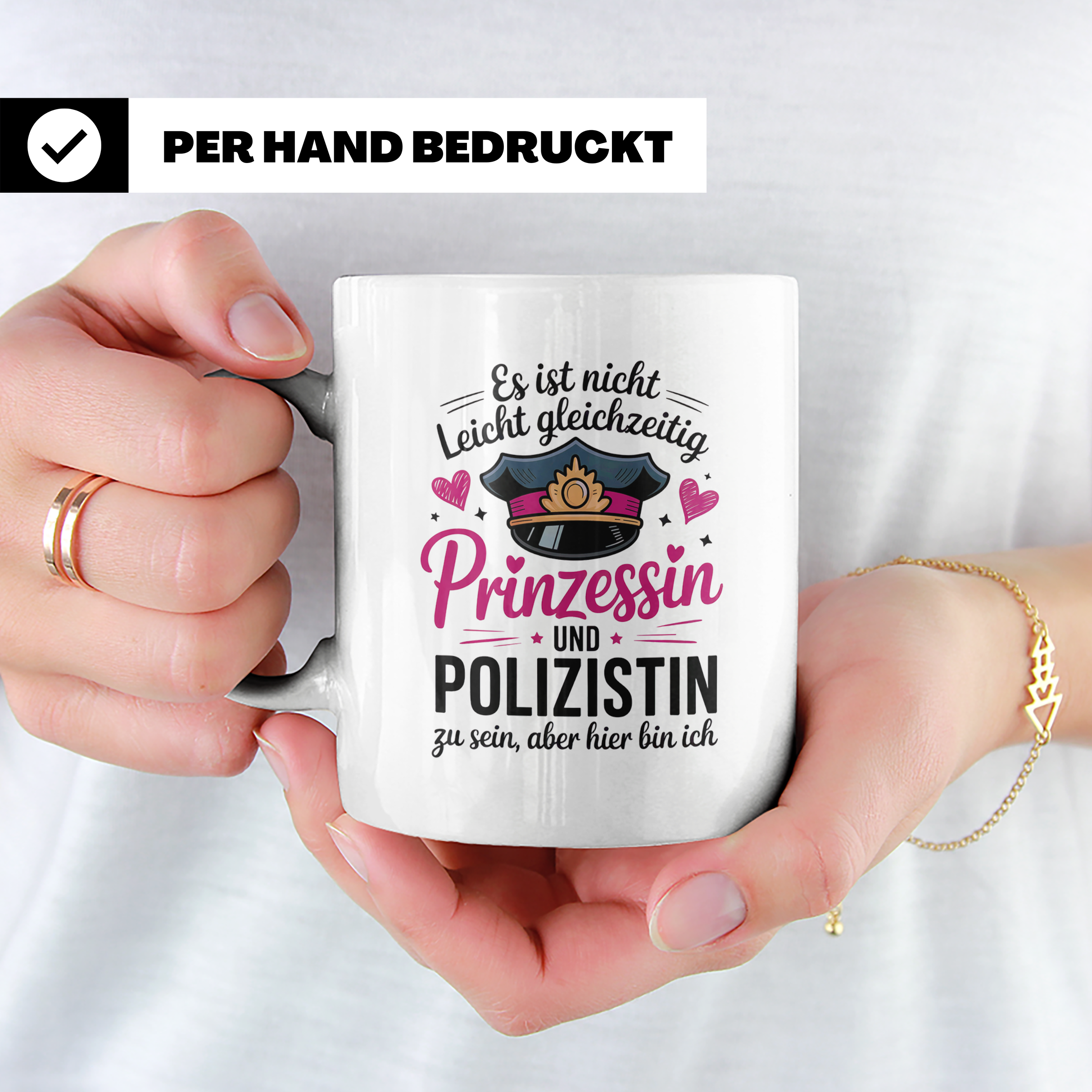Polizistin Tasse Prinzessin Geschenk - Polizei Frauen Spruch – Weiß [farbe:weiß]