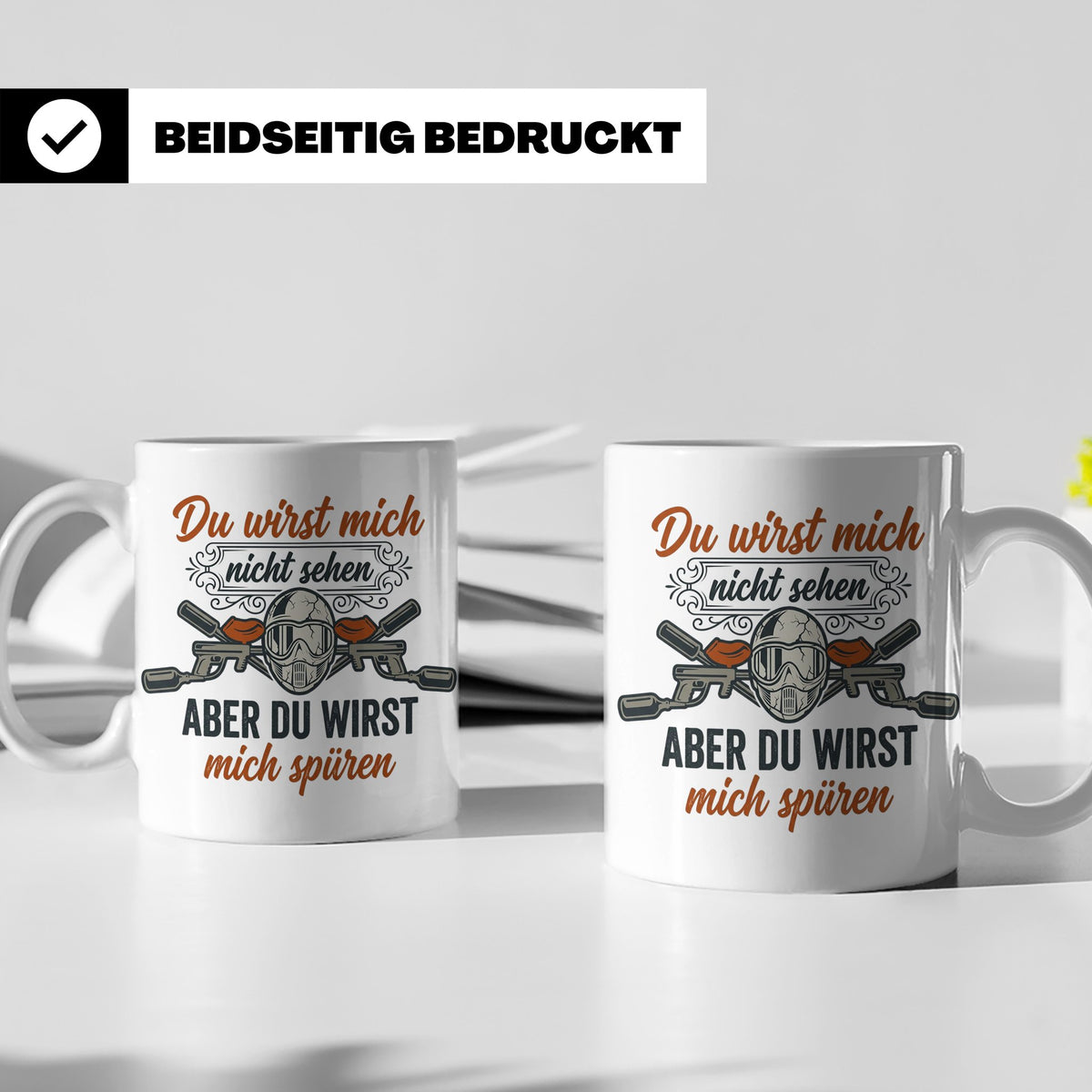Paintball Tasse mit Spruch Du wirst mich nicht sehen, Gotcha – Weiß [farbe:weiß]